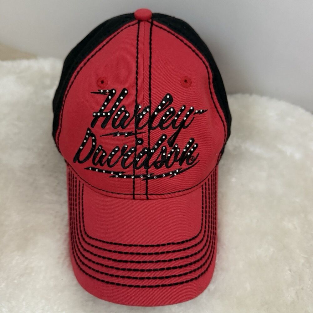 Harley-Davidson Black & Pink Biker Women Embroidered Riding Hat OS
